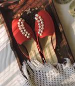 Red with white pearls moti verana footwear