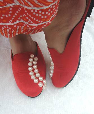 Red with white pearls moti verana footwear 3
