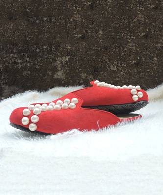 Red with white pearls moti verana footwear 4