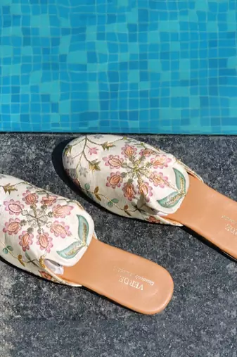 Cream printed carvi footwear