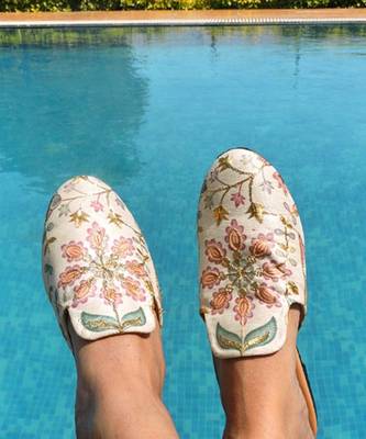 Cream printed carvi footwear 5