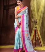 Pure linen bengal handloom saree