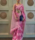 KORAMS DESIGN LUCKNOWI WOVEN PURPLE FLORAL DESIGN PARTY WEAR CHIKANKARI SAREE WITH BLOUSE