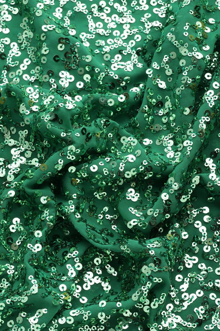 MINT GREEN THREAD AND MULTIPLE SEQUINS EMBROIDERED GEORGETTE DESIGNER SAREE