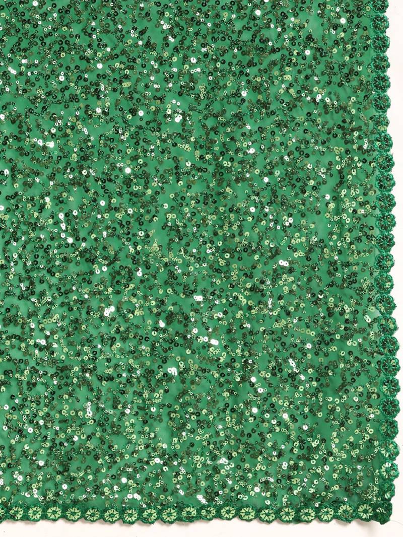 MINT GREEN THREAD AND MULTIPLE SEQUINS EMBROIDERED GEORGETTE DESIGNER SAREE