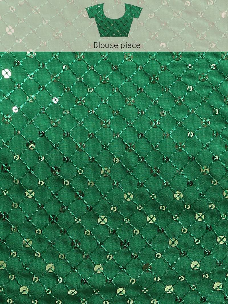 MINT GREEN THREAD AND MULTIPLE SEQUINS EMBROIDERED GEORGETTE DESIGNER SAREE