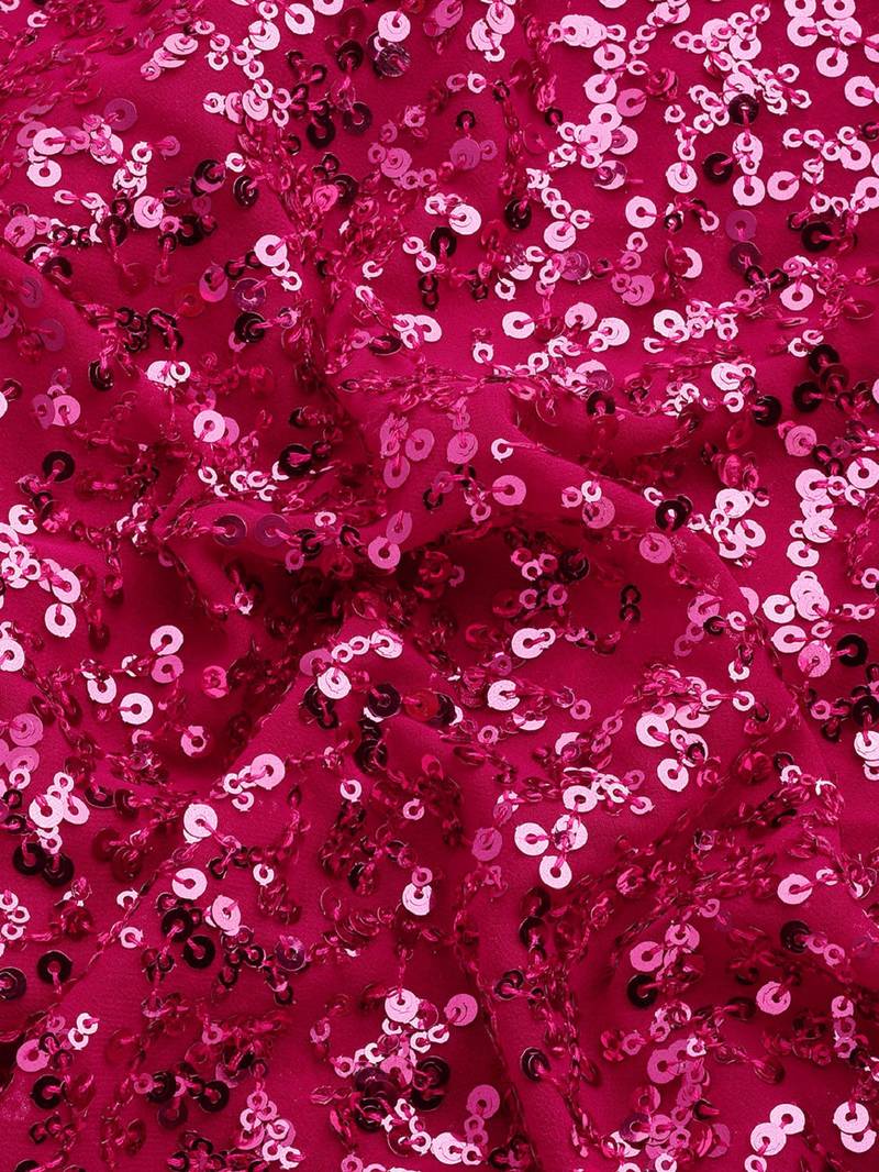 HOT PINK THREAD AND MULTIPLE SEQUINS EMBROIDERED GEORGETTE DESIGNER SAREE