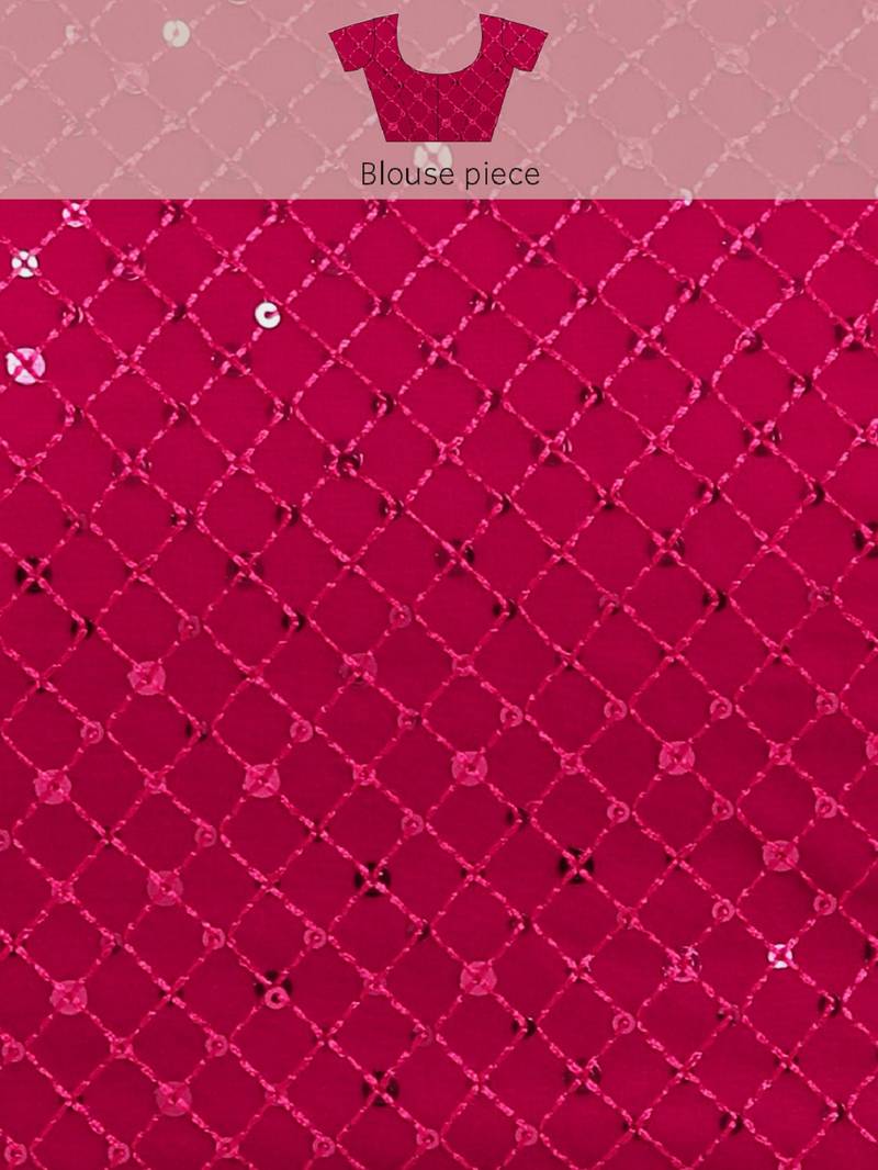 HOT PINK THREAD AND MULTIPLE SEQUINS EMBROIDERED GEORGETTE DESIGNER SAREE