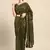 OLIVE GREEN THREAD AND MULTIPLE SEQUINS EMBROIDERED GEORGETTE DESIGNER SAREE