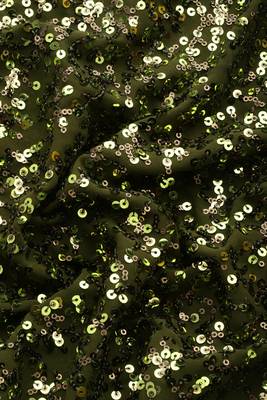 OLIVE GREEN THREAD AND MULTIPLE SEQUINS EMBROIDERED GEORGETTE DESIGNER SAREE 3