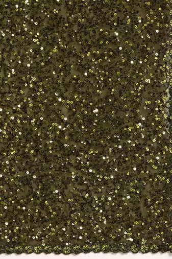 OLIVE GREEN THREAD AND MULTIPLE SEQUINS EMBROIDERED GEORGETTE DESIGNER SAREE
