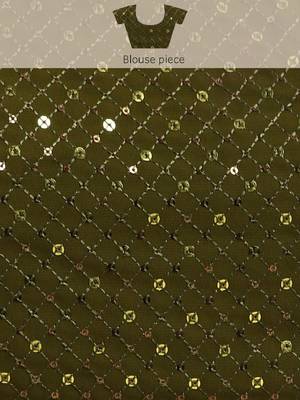 OLIVE GREEN THREAD AND MULTIPLE SEQUINS EMBROIDERED GEORGETTE DESIGNER SAREE 5