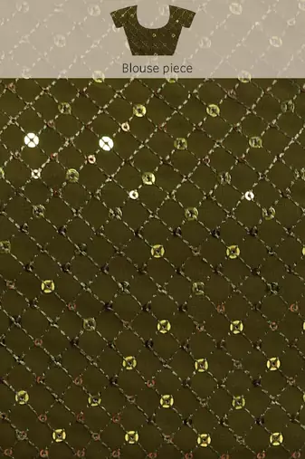 OLIVE GREEN THREAD AND MULTIPLE SEQUINS EMBROIDERED GEORGETTE DESIGNER SAREE