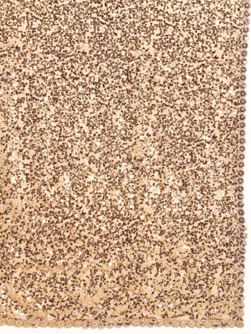 ANCIENT IVORY THREAD AND MULTIPLE SEQUINS EMBROIDERED GEORGETTE DESIGNER SAREE