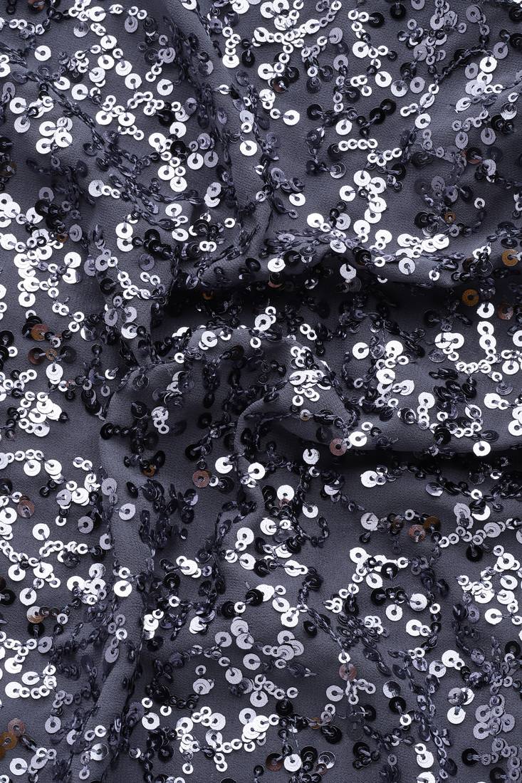 SLATE GREY THREAD AND MULTIPLE SEQUINS EMBROIDERED GEORGETTE DESIGNER SAREE