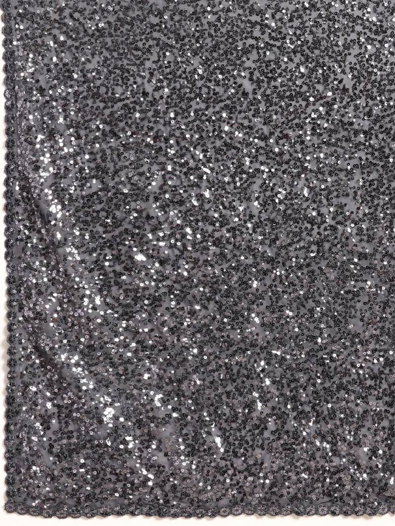 SLATE GREY THREAD AND MULTIPLE SEQUINS EMBROIDERED GEORGETTE DESIGNER SAREE