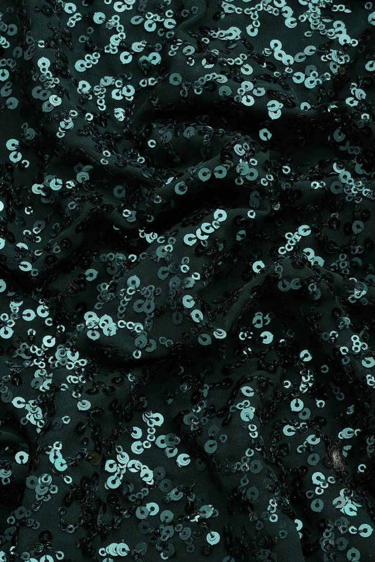 DEEP GREEN THREAD AND MULTIPLE SEQUINS EMBROIDERED GEORGETTE DESIGNER SAREE