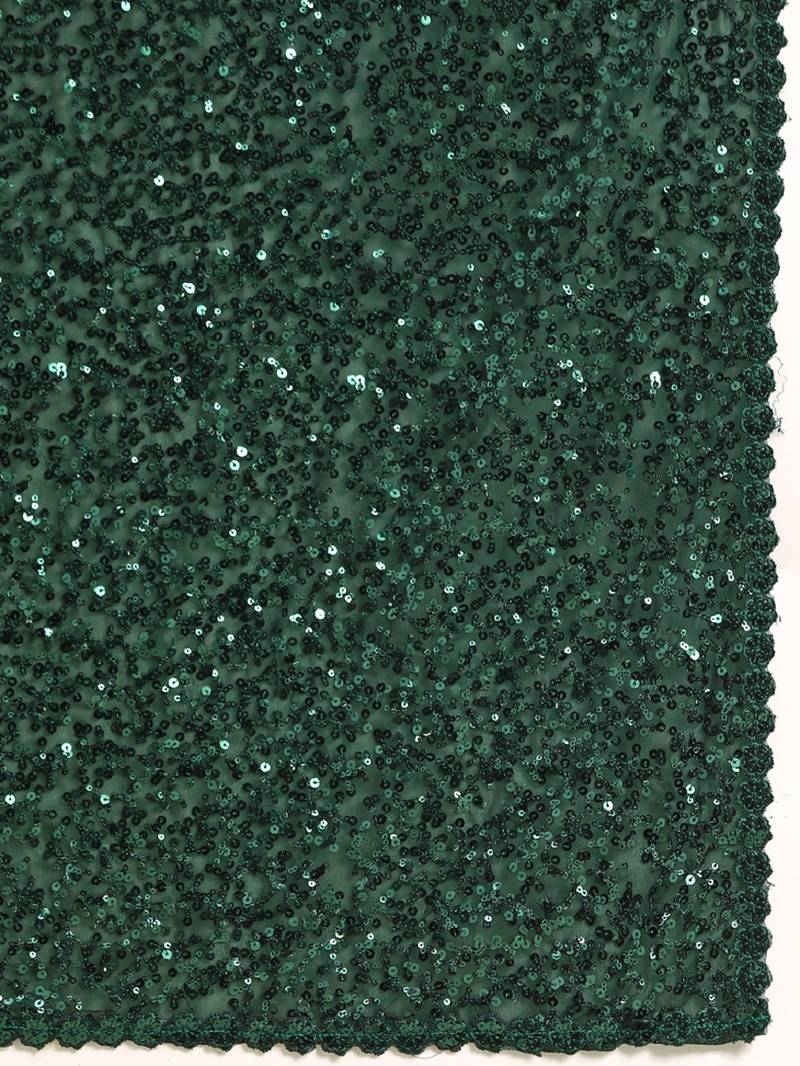 DEEP GREEN THREAD AND MULTIPLE SEQUINS EMBROIDERED GEORGETTE DESIGNER SAREE