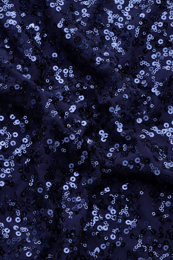 BLUSH BLUE THREAD AND MULTIPLE SEQUINS EMBROIDERED GEORGETTE DESIGNER SAREE