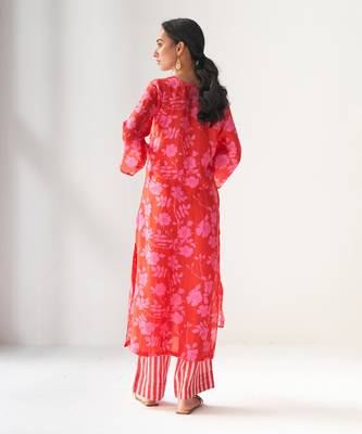 Faded rose hot pink kurta set 2