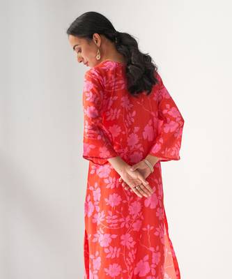 Faded rose hot pink kurta set 3