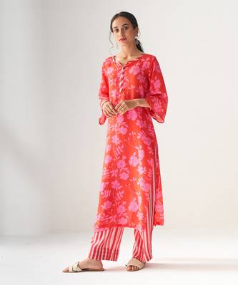 Faded rose hot pink kurta set 4