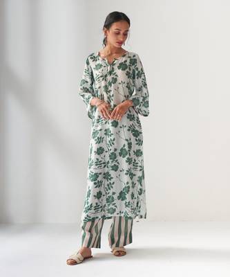 Faded rose green kurta set 1