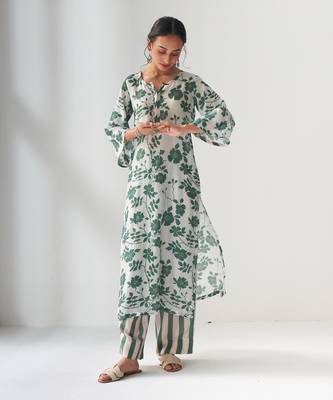 Faded rose green kurta set 2