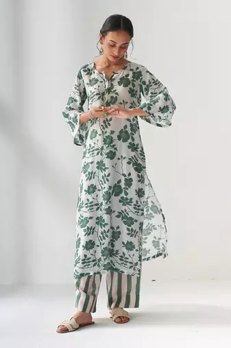 Faded rose green kurta set