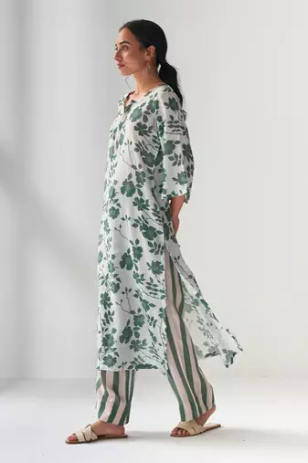 Faded rose green kurta set