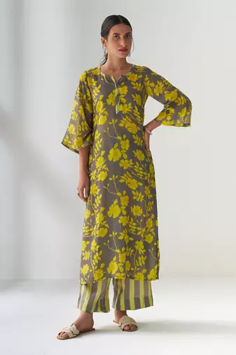 Faded rose grey kurta set