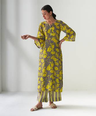 Faded rose grey kurta set 3