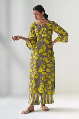 Faded rose grey kurta set