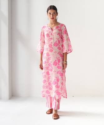 Faded rose blush pink kurta set 1