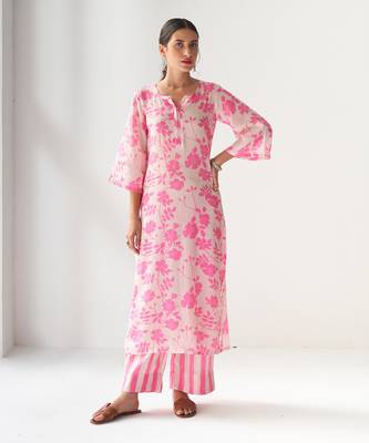 Faded rose blush pink kurta set 2