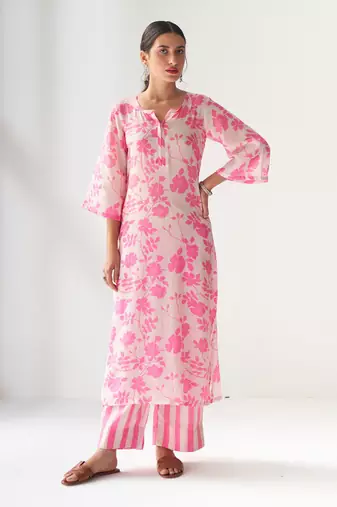 Faded rose blush pink kurta set