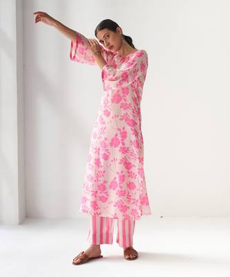 Faded rose blush pink kurta set 3