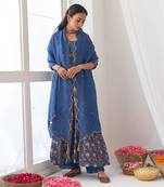 Blue peony kurta set