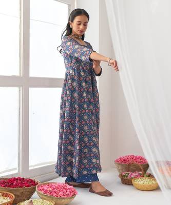 Blue peony kurta set 4