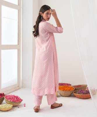Powder pink peony kurta set 5