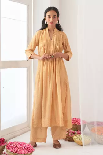 Yellow peony kurta set
