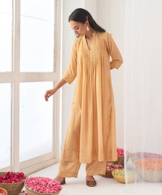 Yellow peony kurta set 3