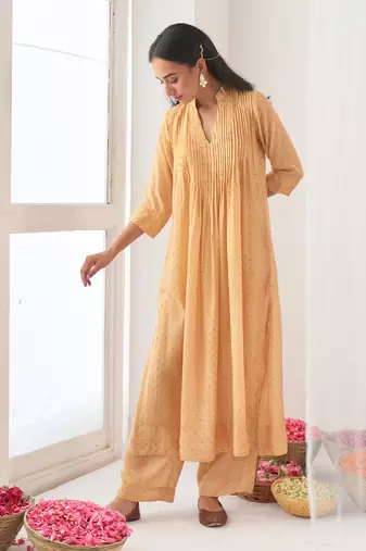 Yellow peony kurta set