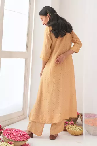 Yellow peony kurta set