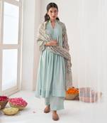 Aqua peony kurta set