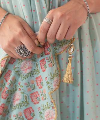 Aqua peony kurta set 3