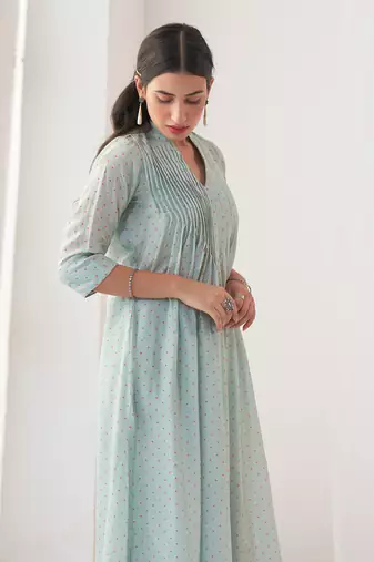 Aqua peony kurta set