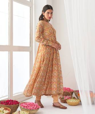 Yellow peony anarkali set 3