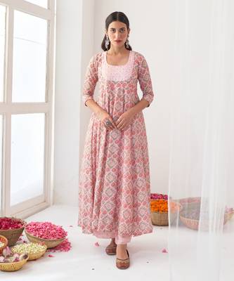 Peony embroidered anarkali set 1