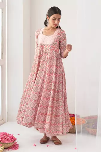 Peony embroidered anarkali set